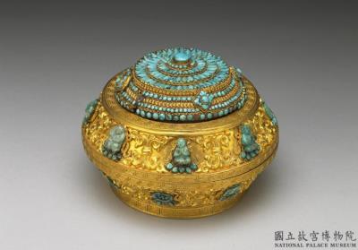 图片[2]-Gold box with Tibetuoise inlay, Qianlong reign (1736-1795), Qing dynasty-China Archive